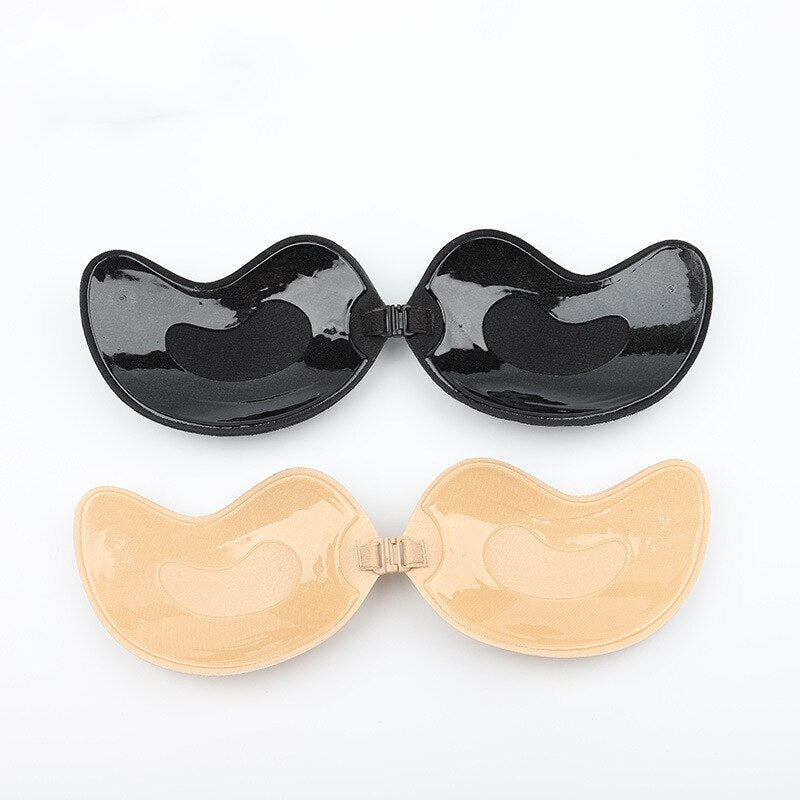Women Strapless Invisible pushup Bra( black and skin)