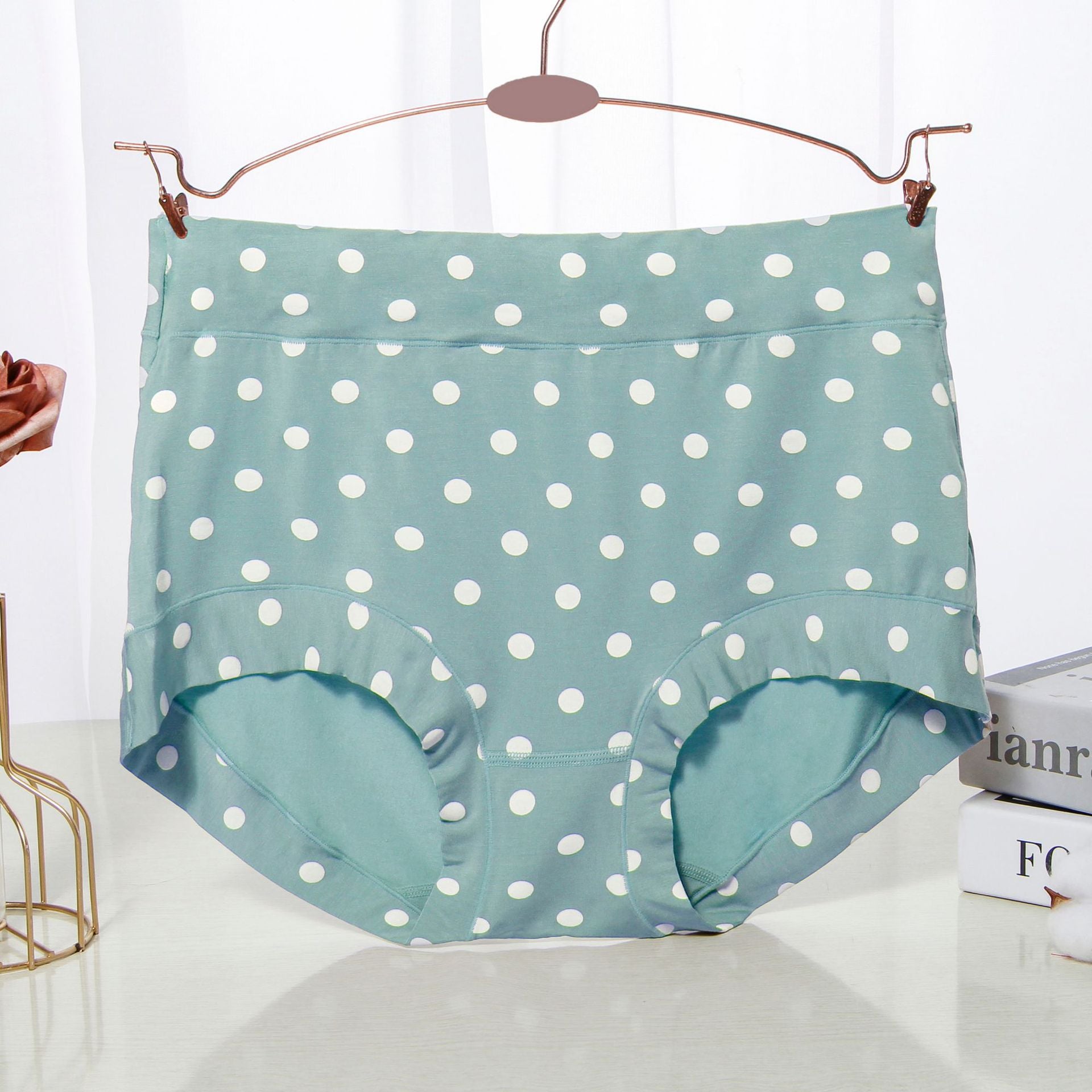 Modal Large size Panties Fashion Polka dot briefs High waist(Pack of 3)
