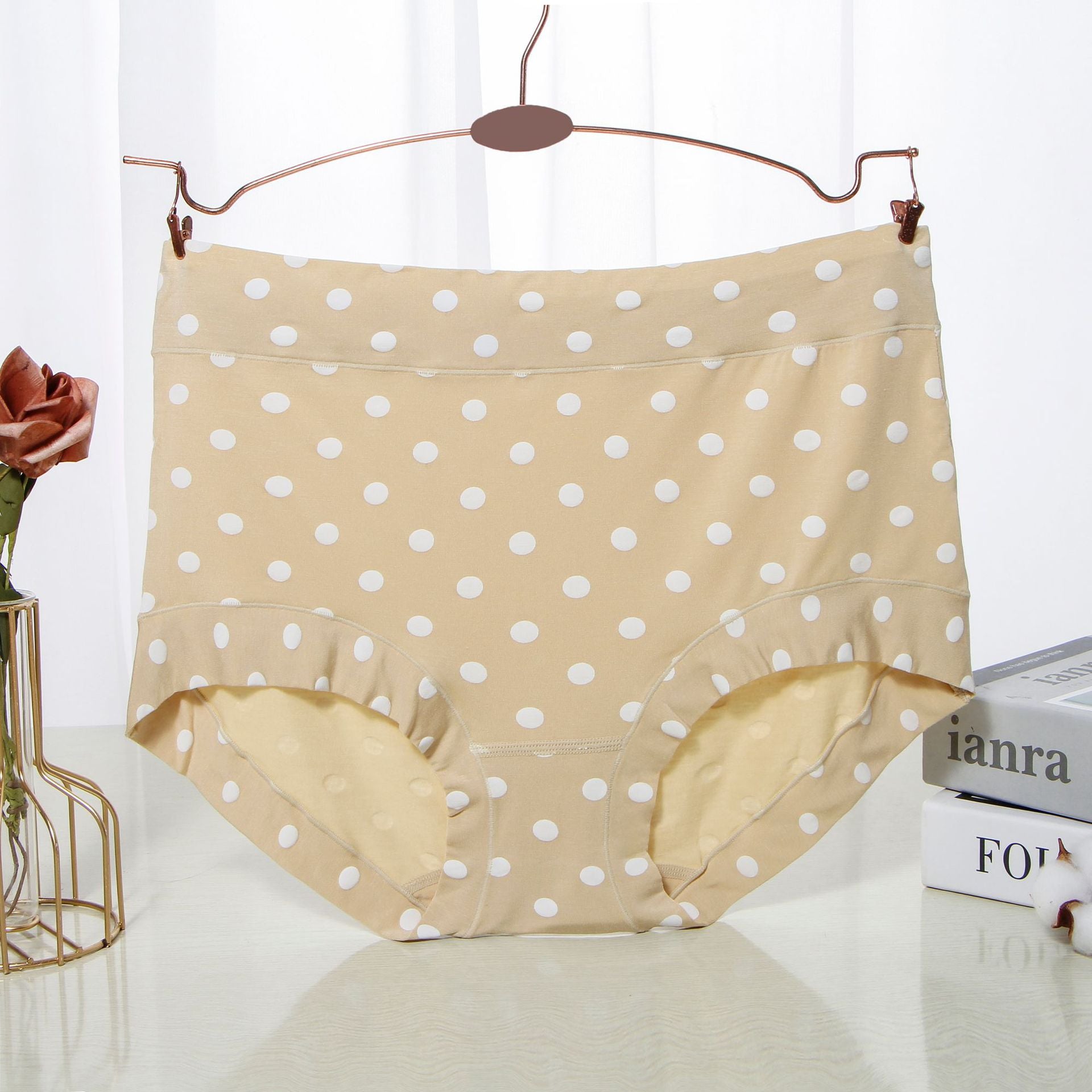 Modal Large size Panties Fashion Polka dot briefs High waist(Pack of 3)