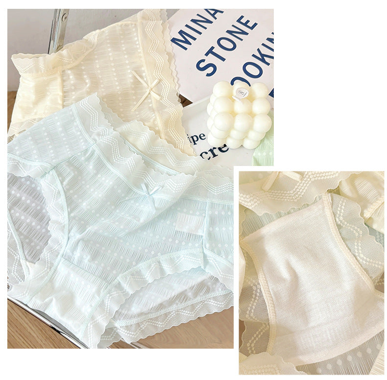 Women's Mid-waist Ice Silk Hip Breathable Antibacterial Cotton Crotch Panty packs