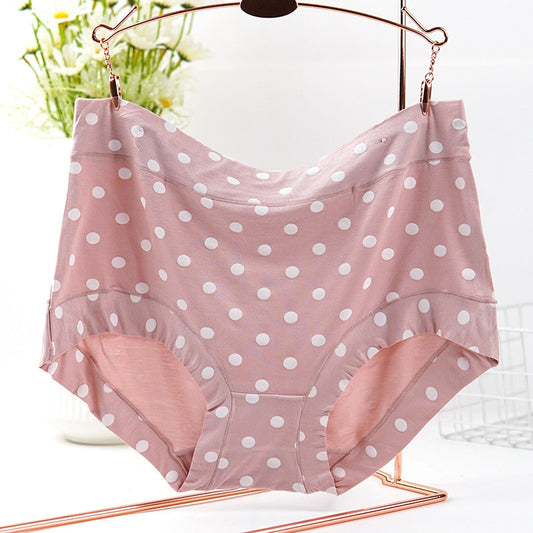 Modal Large size Panties Fashion Polka dot briefs High waist(Pack of 3)