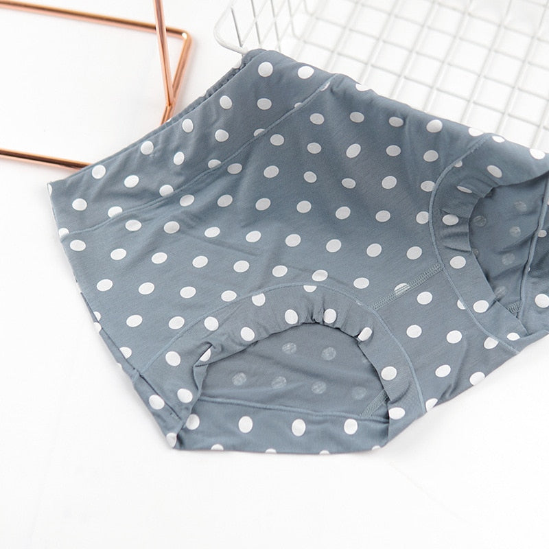 Modal Large size Panties Fashion Polka dot briefs High waist(Pack of 3)