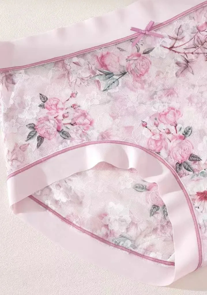 Floral Mesh underpants Antibacterial Gusset breathable underwea