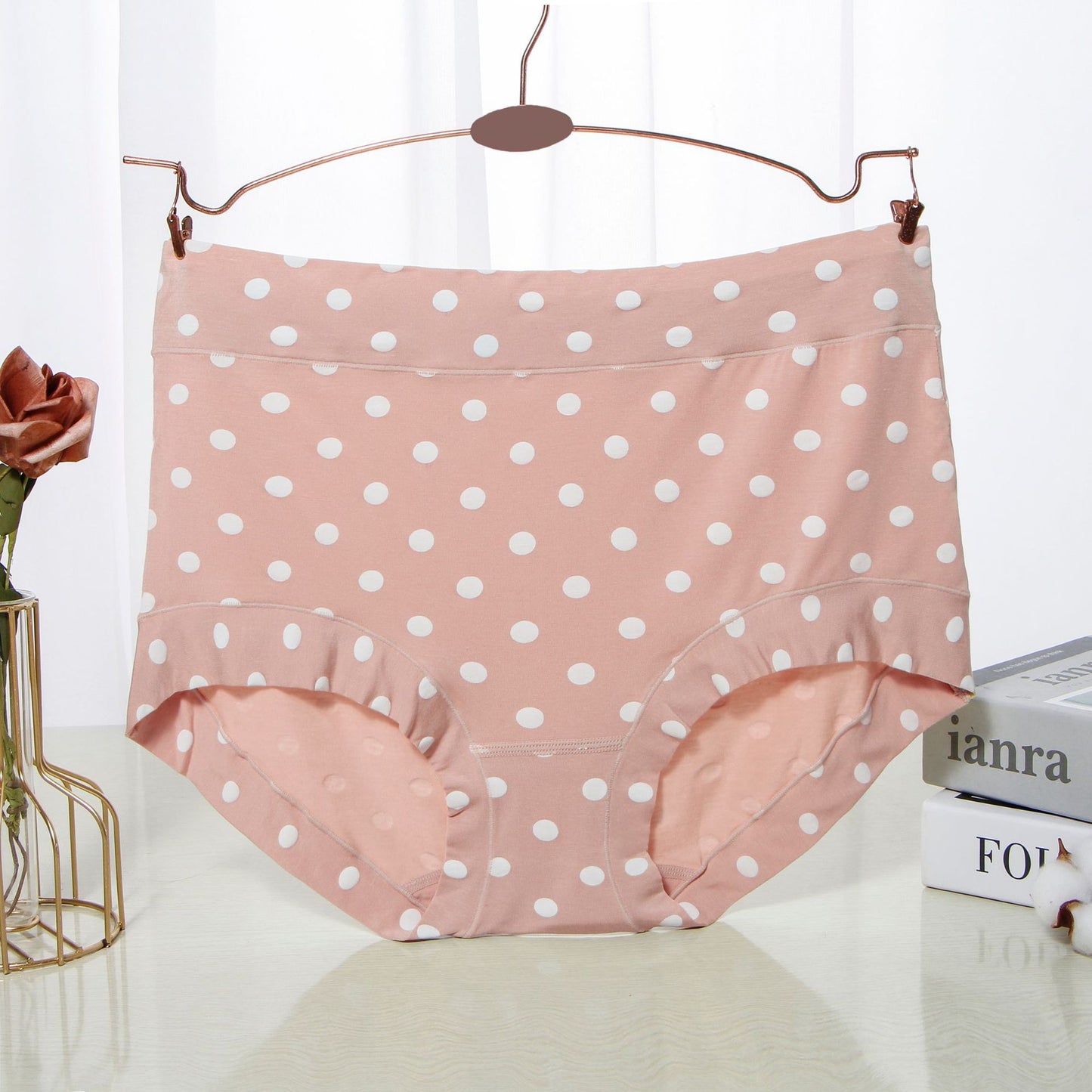 Modal Large size Panties Fashion Polka dot briefs High waist(Pack of 3)