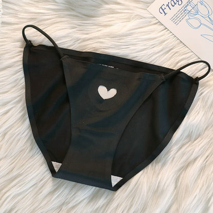 Ice Silk Briefs Girl Cute Love Panties Mid Waist Seamless Comfort(Pack of 3)