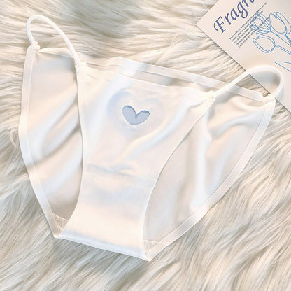 Ice Silk Briefs Girl Cute Love Panties Mid Waist Seamless Comfort(Pack of 3)