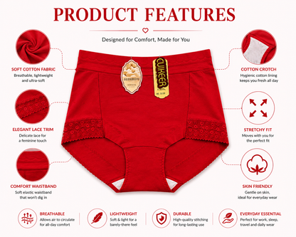 Plus Size Cotton Lace Panties (Pack of 3)
