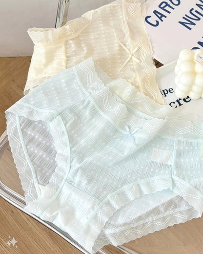 Women's Mid-waist Ice Silk Hip Breathable Antibacterial Cotton Crotch Panty packs