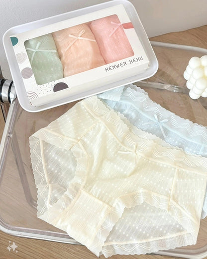 Women's Mid-waist Ice Silk Hip Breathable Antibacterial Cotton Crotch Panty packs