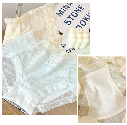 Women's Mid-waist Ice Silk Hip Breathable Antibacterial Cotton Crotch Panty packs