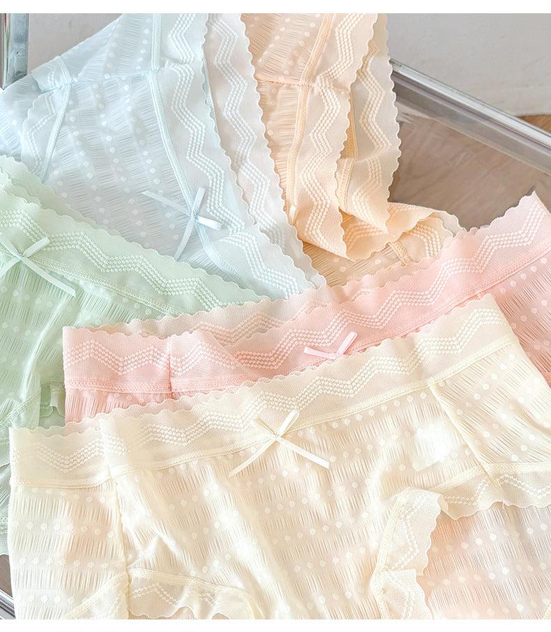 Women's Mid-waist Ice Silk Hip Breathable Antibacterial Cotton Crotch Panty packs