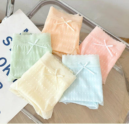 Women's Mid-waist Ice Silk Hip Breathable Antibacterial Cotton Crotch Panty packs