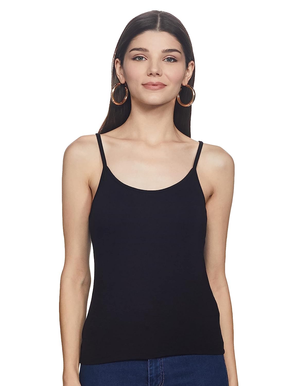 YouthBae Women's cotton Camisole (Black & Skin)