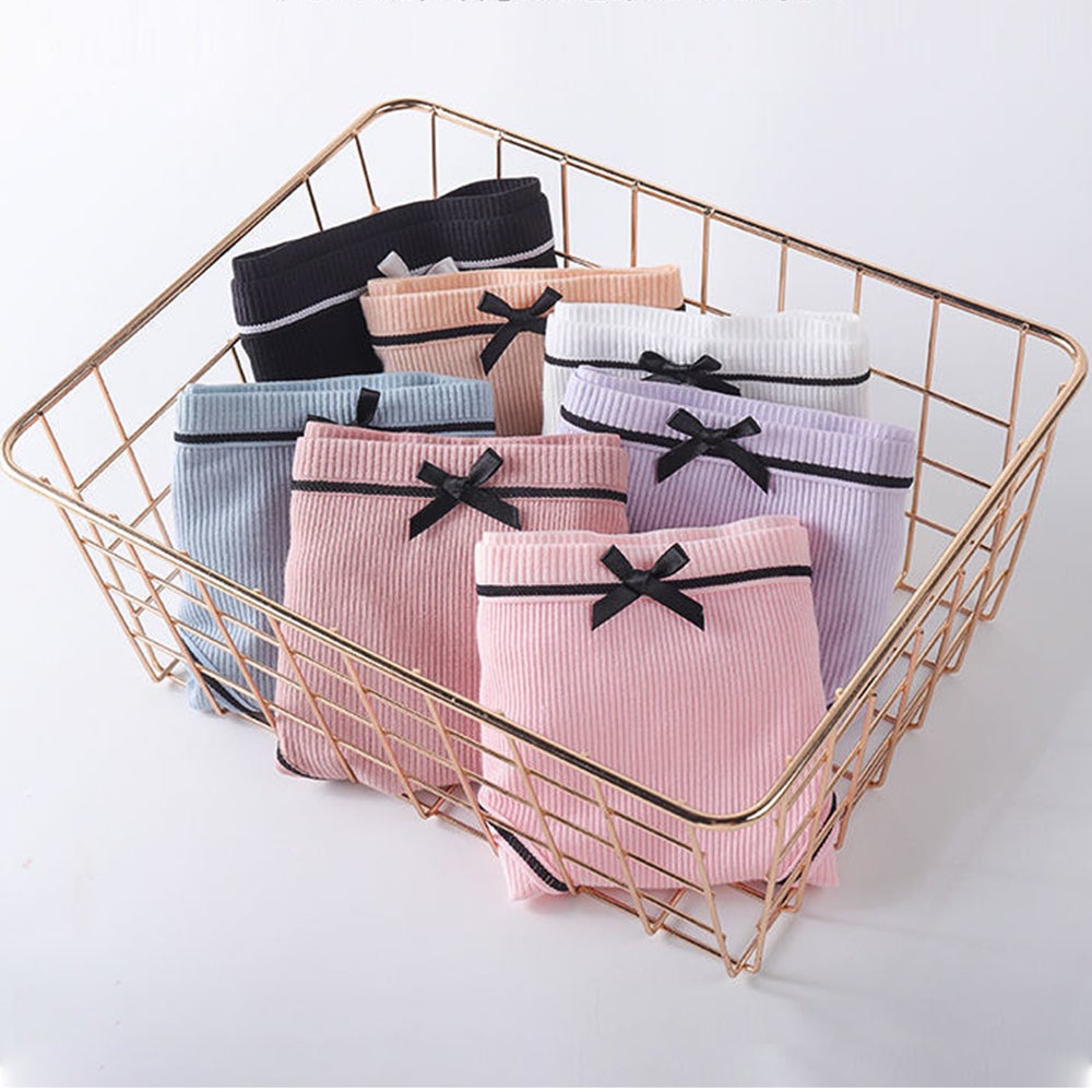 YouthBae Mid Waist Girl Briefs Female Underwear Panties Pure Cotton Lady Bow Panties