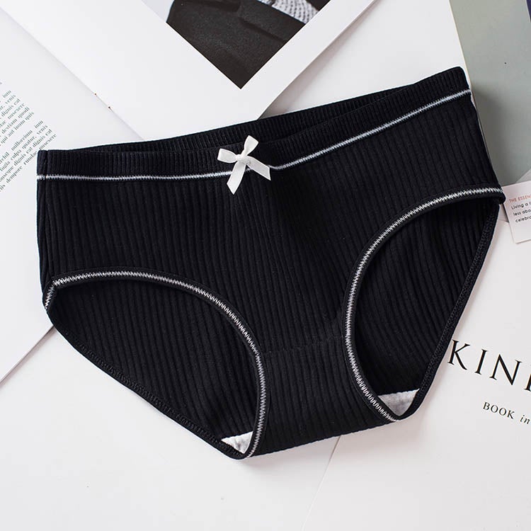 YouthBae Mid Waist Girl Briefs Female Underwear Panties Pure Cotton Lady Bow Panties