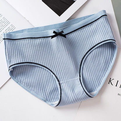 YouthBae Mid Waist Girl Briefs Female Underwear Panties Pure Cotton Lady Bow Panties