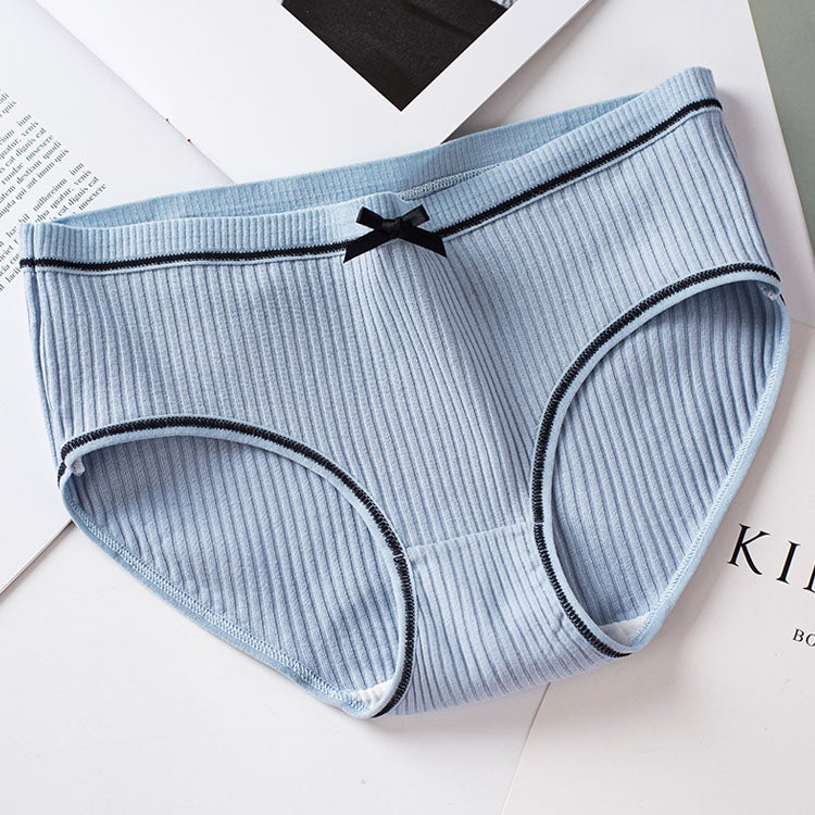 YouthBae Mid Waist Girl Briefs Female Underwear Panties Pure Cotton Lady Bow Panties