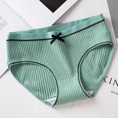 YouthBae Mid Waist Girl Briefs Female Underwear Panties Pure Cotton Lady Bow Panties