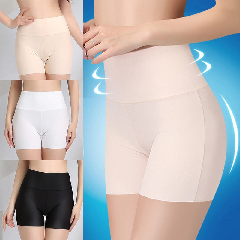 Women Safety Shorts Pants Seamless Thin Ice Silk High Waist Panties Seamless(Pack of 2)
